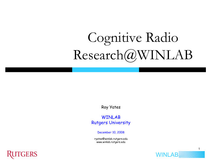 cognitive radio research winlab