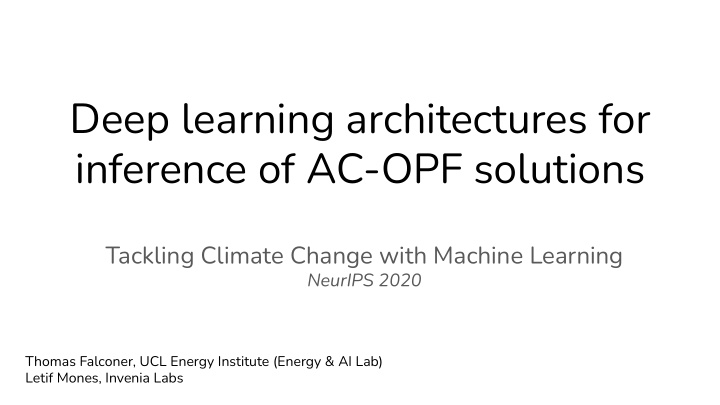 deep learning architectures for inference of ac opf