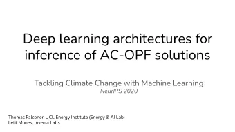 Deep learning architectures for  inference of AC-OPF solutions  Tackling Climate Change with