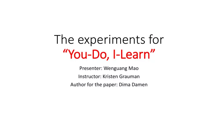 the experiments for