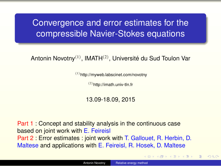 convergence and error estimates for the compressible