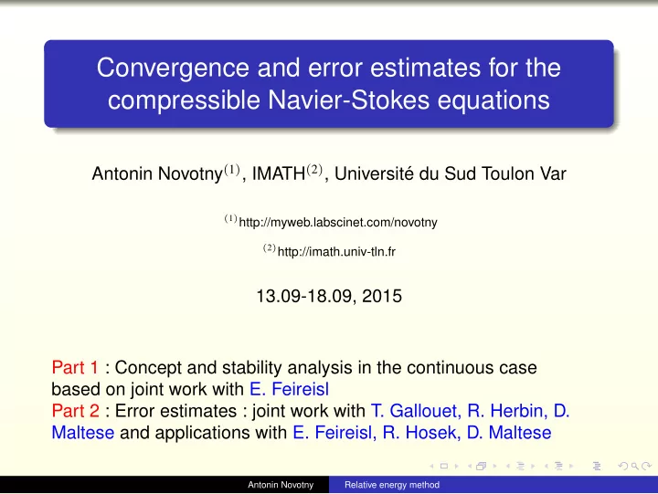 convergence and error estimates for the compressible