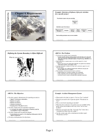Chapter 4, Requirements  Object-Oriented Software Engineering  for a specific project  Elicitation,