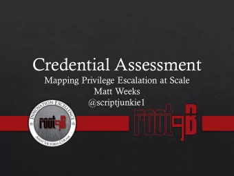 Credential Assessment  Mapping Privilege Escalation at Scale  Matt Weeks  @scriptjunkie1  Adversary