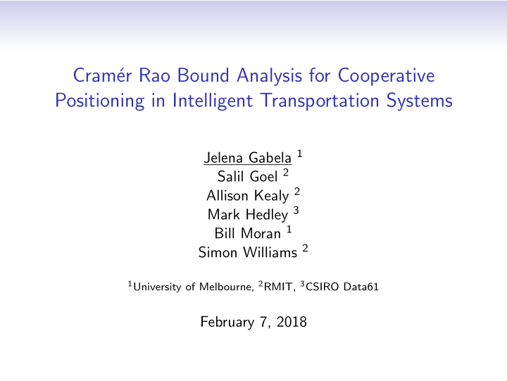 cram er rao bound analysis for cooperative positioning in