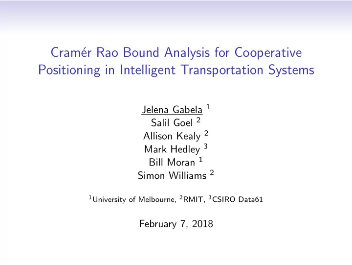 cram er rao bound analysis for cooperative positioning in