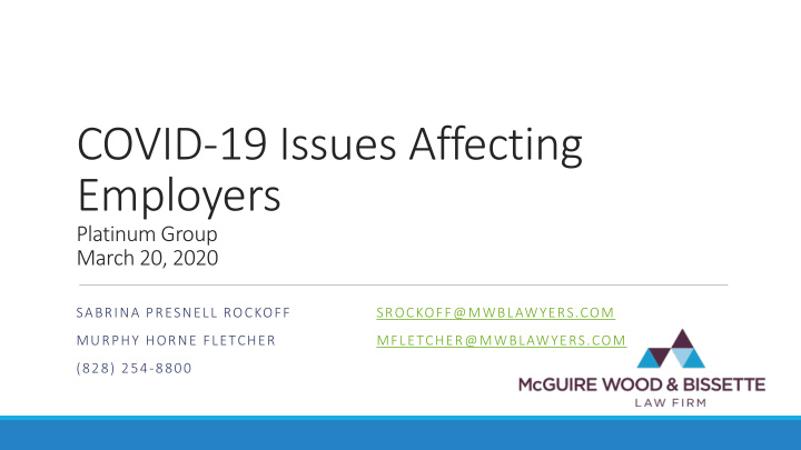covid 19 issues affecting employers