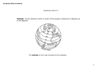 latitude : (noun) distance north or south of the equator measured in degrees up  to 90 degrees. The