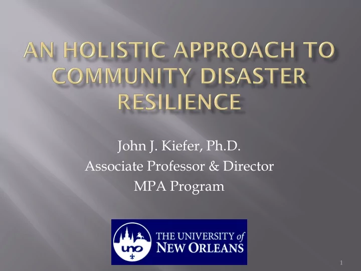 john j kiefer ph d associate professor director mpa