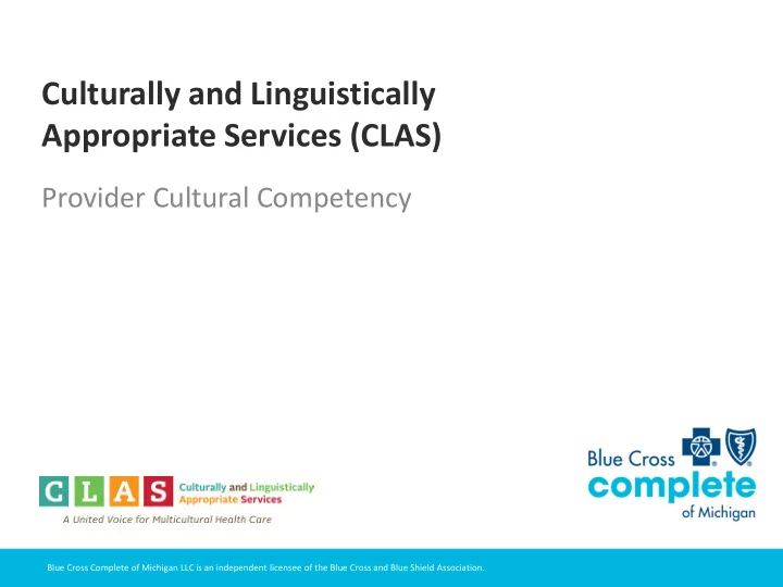culturally and linguistically appropriate services clas