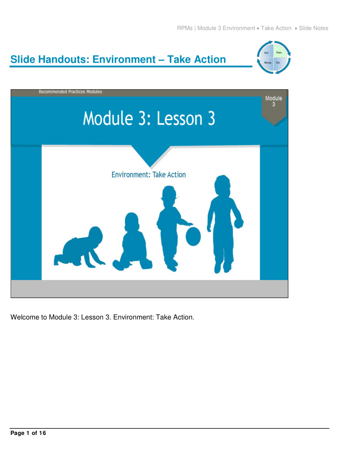 slide handouts environment take action