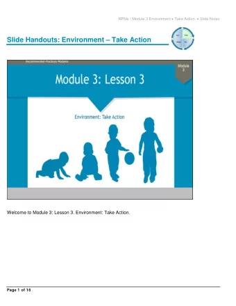 Slide Handouts: Environment  Take Action  Welcome to Module 3: Lesson 3. Environment: Take