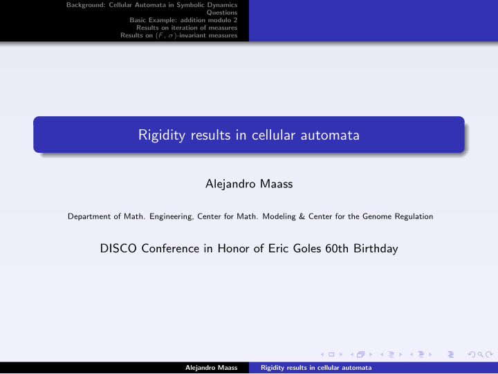 rigidity results in cellular automata