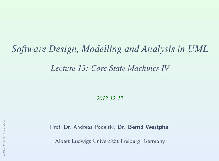 software design modelling and analysis in uml