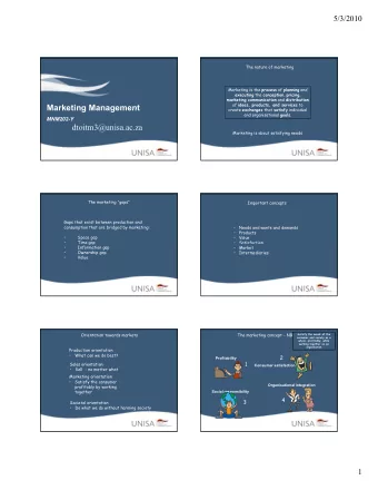 Marketing Management  Marketing Management create exchan es that satisfy individual create