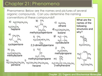 Chapter 21: Phenomena  Phenomena: Below are the names and pictures of several  organic compounds.