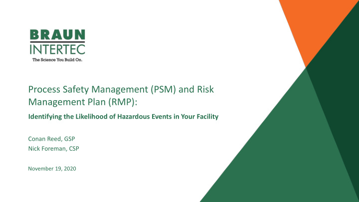 process safety management psm and risk management plan rmp