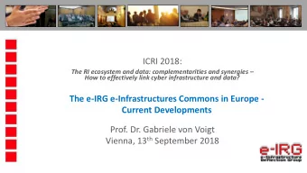 ICRI 2018: The RI ecosystem and data: complementarities and synergies  How to effectively link
