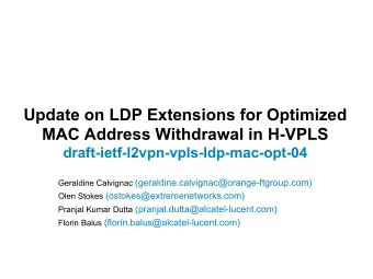 Update on LDP Extensions for Optimized MAC Address Withdrawal in H-VPLS