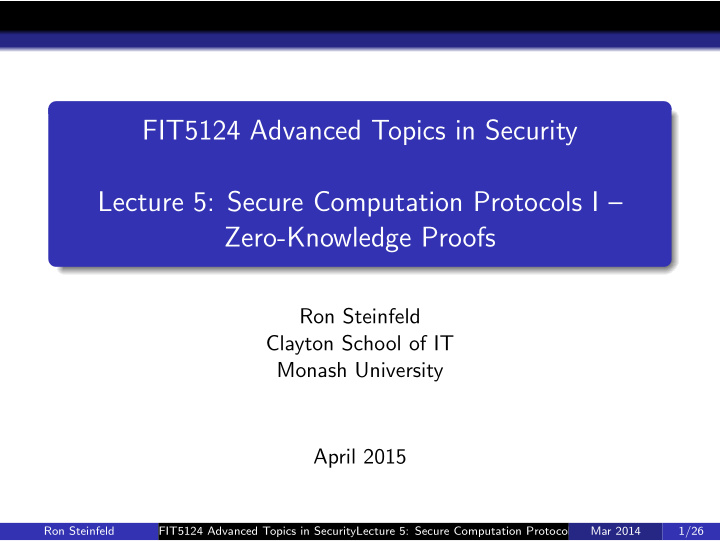 fit5124 advanced topics in security lecture 5 secure