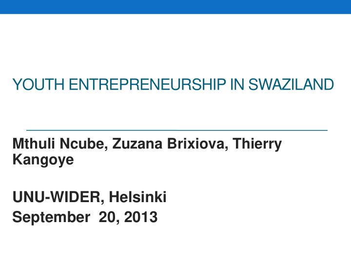 youth entrepreneurship in swaziland