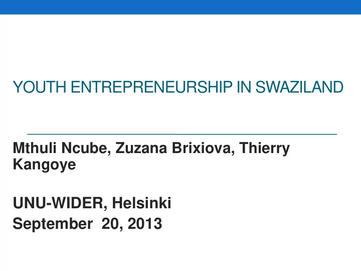 youth entrepreneurship in swaziland