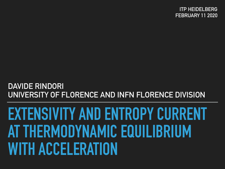 extensivity and entropy current at thermodynamic