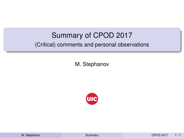 summary of cpod 2017