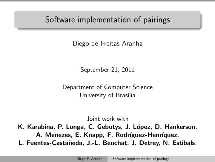 software implementation of pairings