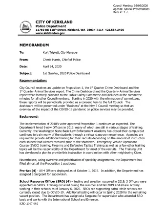 CITY OF KIRKLAND Police Department 11750 NE 118 th Street, Kirkland, WA  98034-7114  425.587.3400