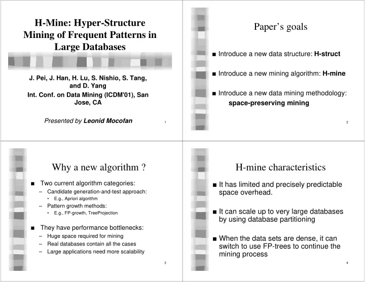 h mine hyper structure paper s goals mining of frequent