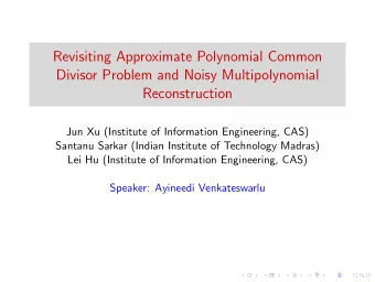 Revisiting Approximate Polynomial Common  Divisor Problem and Noisy Multipolynomial  Reconstruction