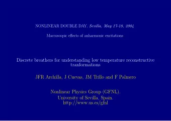 Discrete breathers for understanding low temperature reconstructive  tranformations  JFR Archilla,