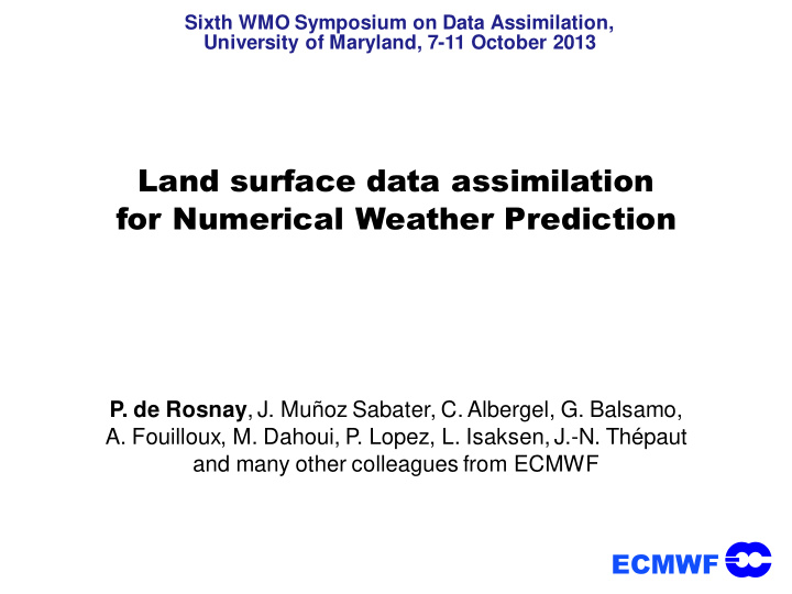 land surface data assimilation for numerical weather