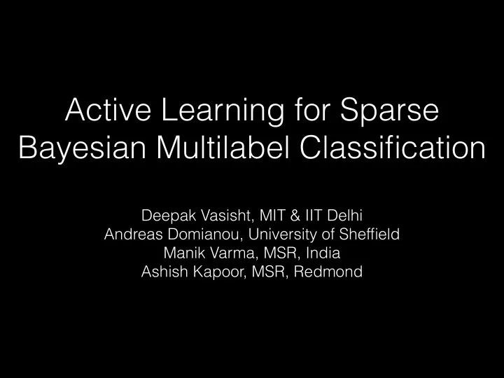 active learning for sparse bayesian multilabel