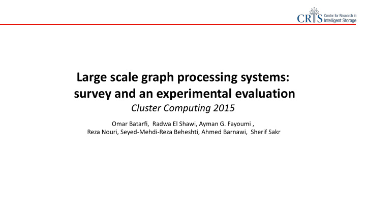 large scale graph processing systems