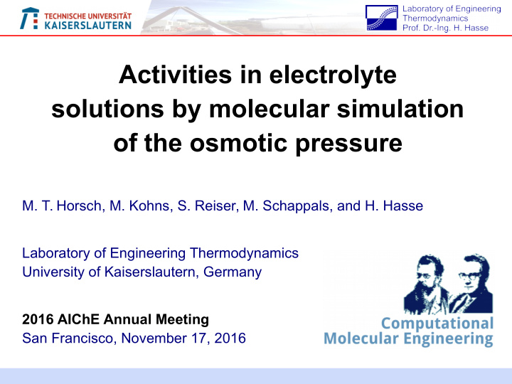 activities in electrolyte solutions by molecular