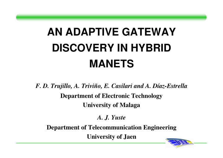 an adaptive gateway discovery in hybrid manets