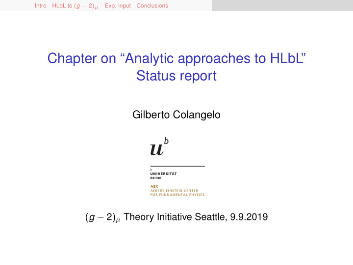 chapter on analytic approaches to hlbl status report
