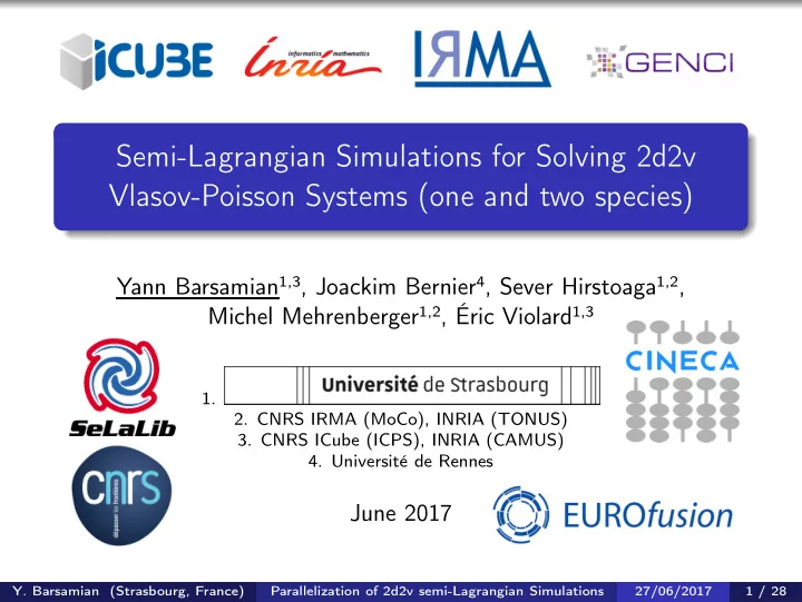 semi lagrangian simulations for solving 2d2v vlasov