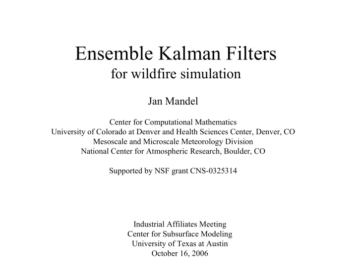 ensemble kalman filters