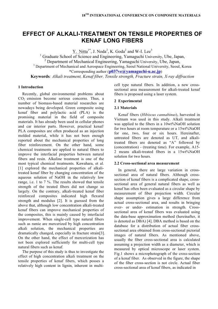 effect of alkali treatment on tensile properties of kenaf