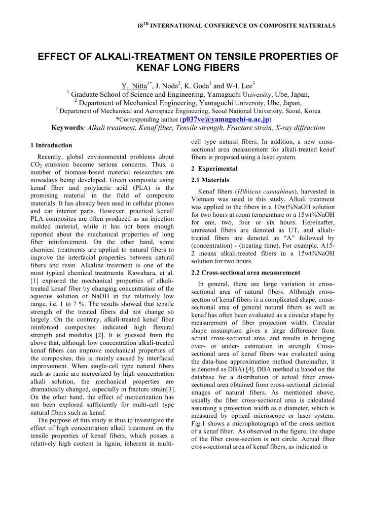 effect of alkali treatment on tensile properties of kenaf