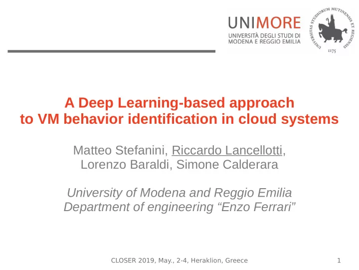 a deep learning based approach to vm behavior