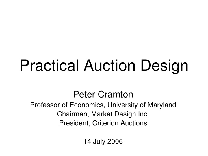 practical auction design