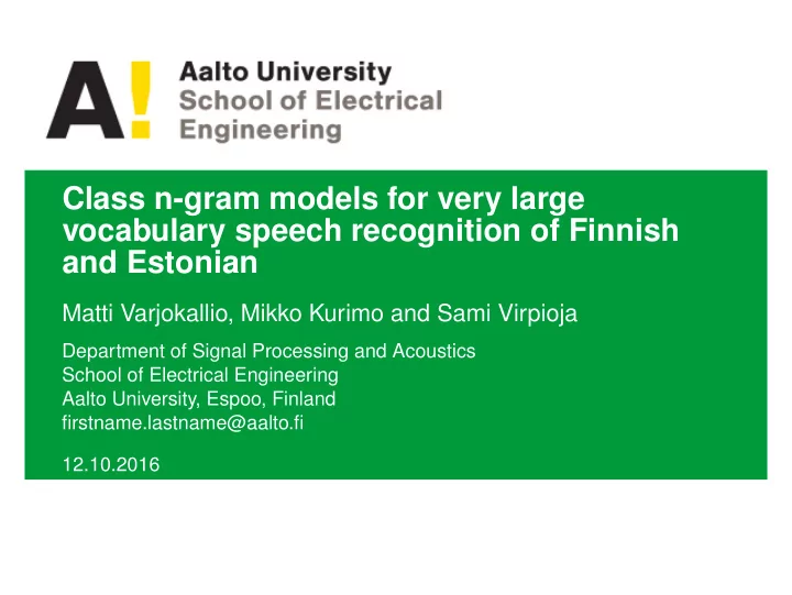class n gram models for very large vocabulary speech