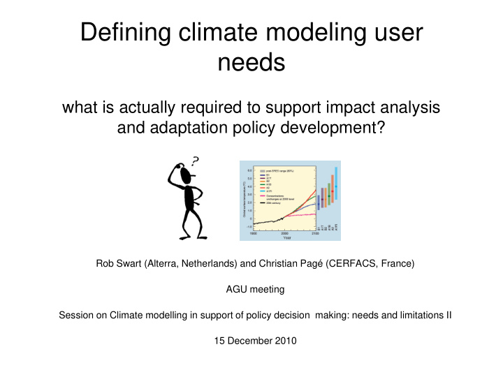 defining climate modeling user