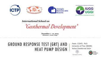 HEAT PUMP DESIGN  Italian Geothermal Union  SUMMARY  1. Heat pumps: basic concepts and fundamentals
