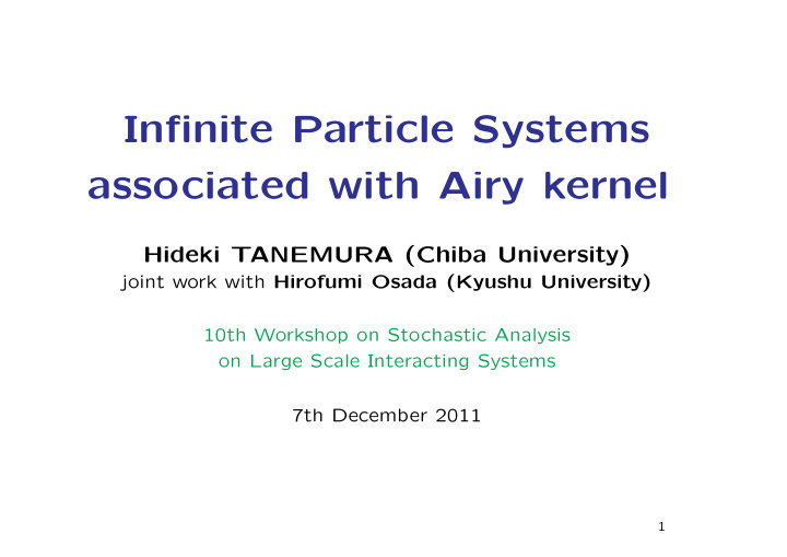 infinite particle systems associated with airy kernel