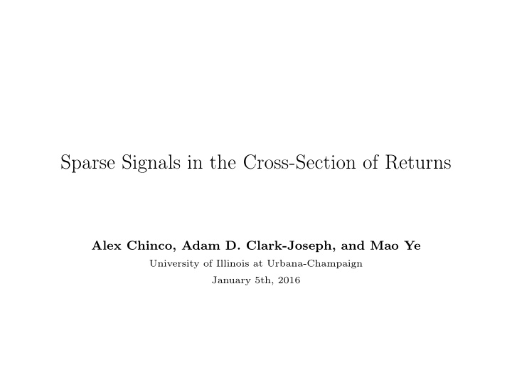 sparse signals in the cross section of returns
